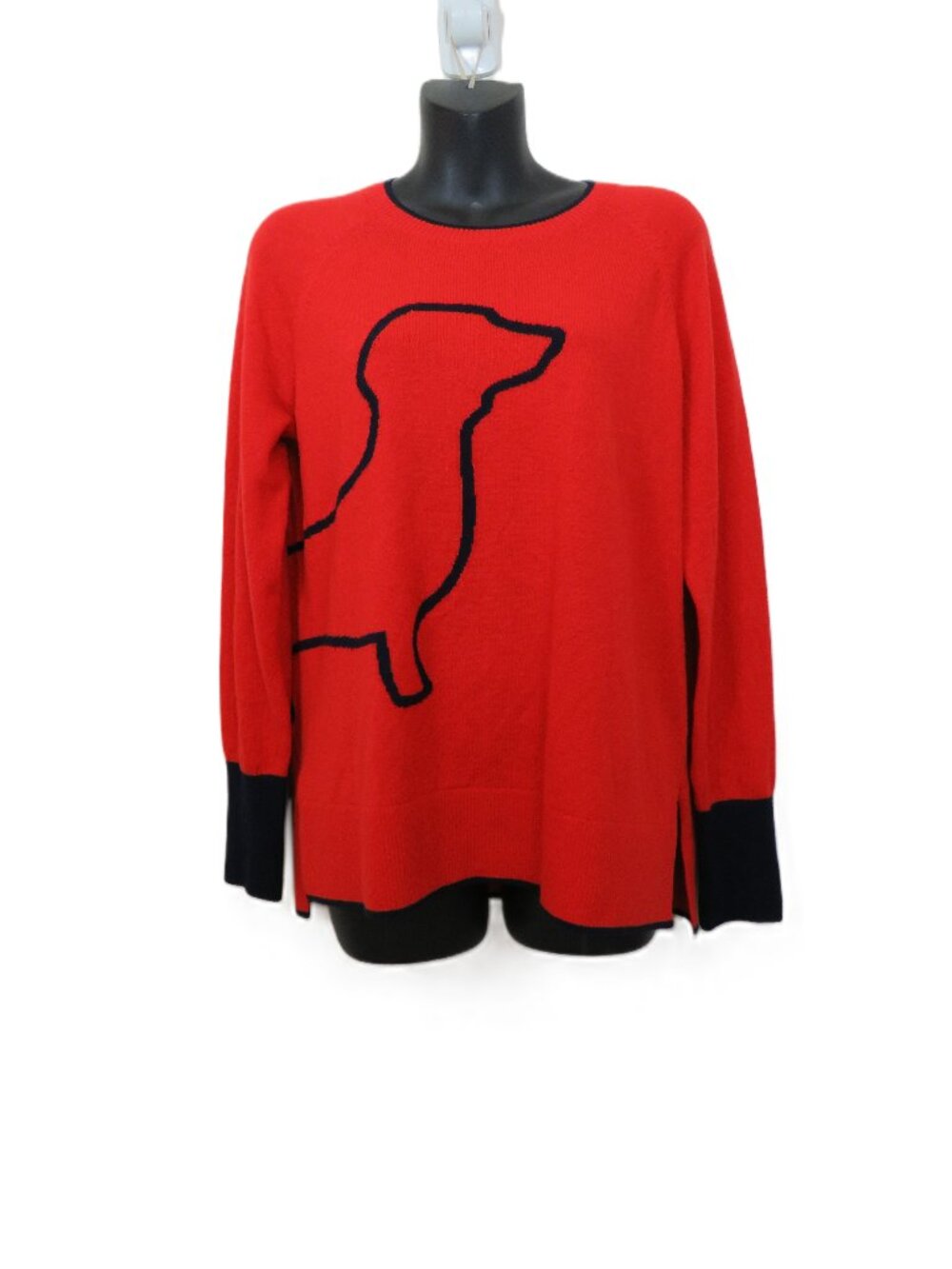 Boden size Medium Romy Jumper Sweater Dachshund Print Red Wool Blend